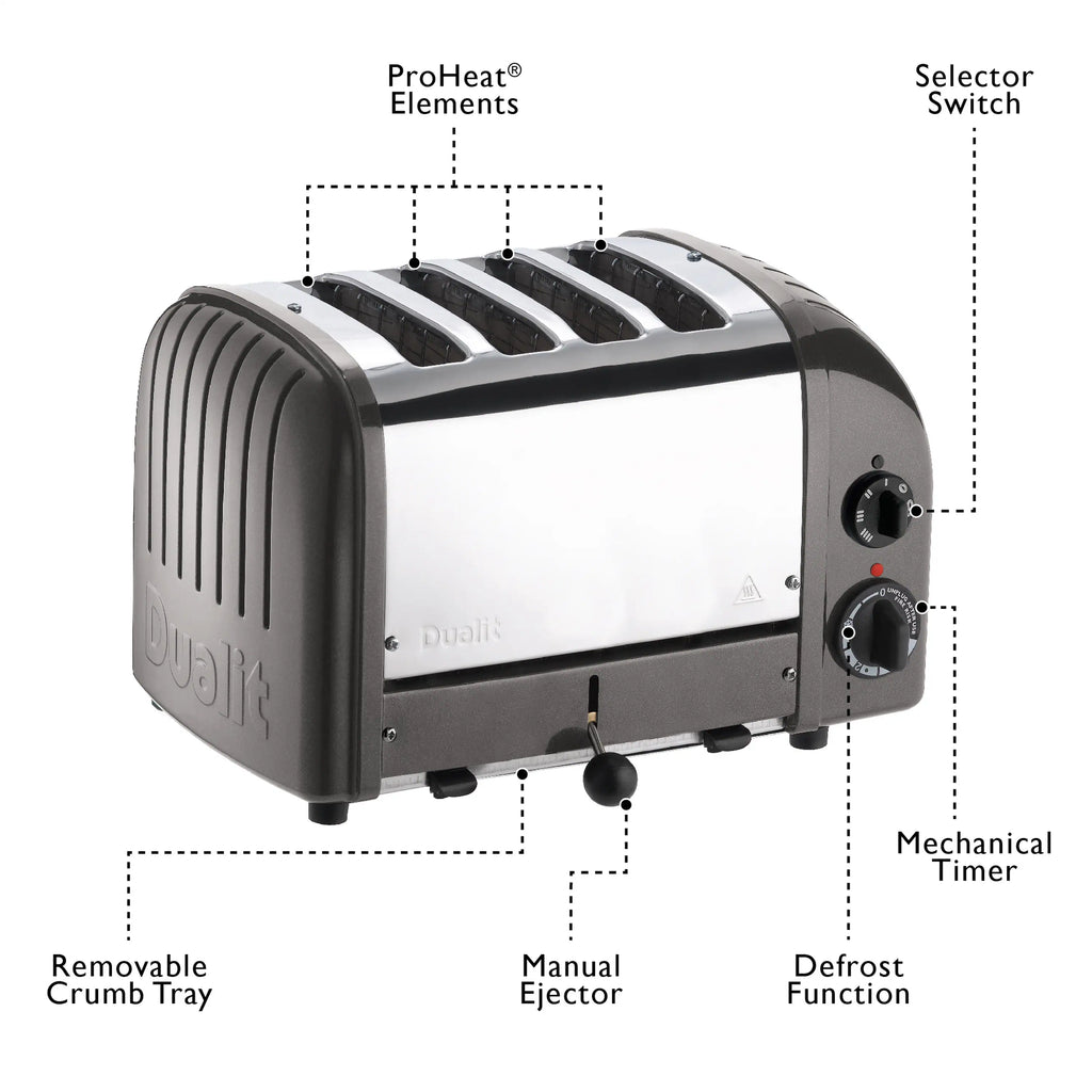 Dualit 4 Slice NewGen Toaster in Metallic Charcoal (47154)