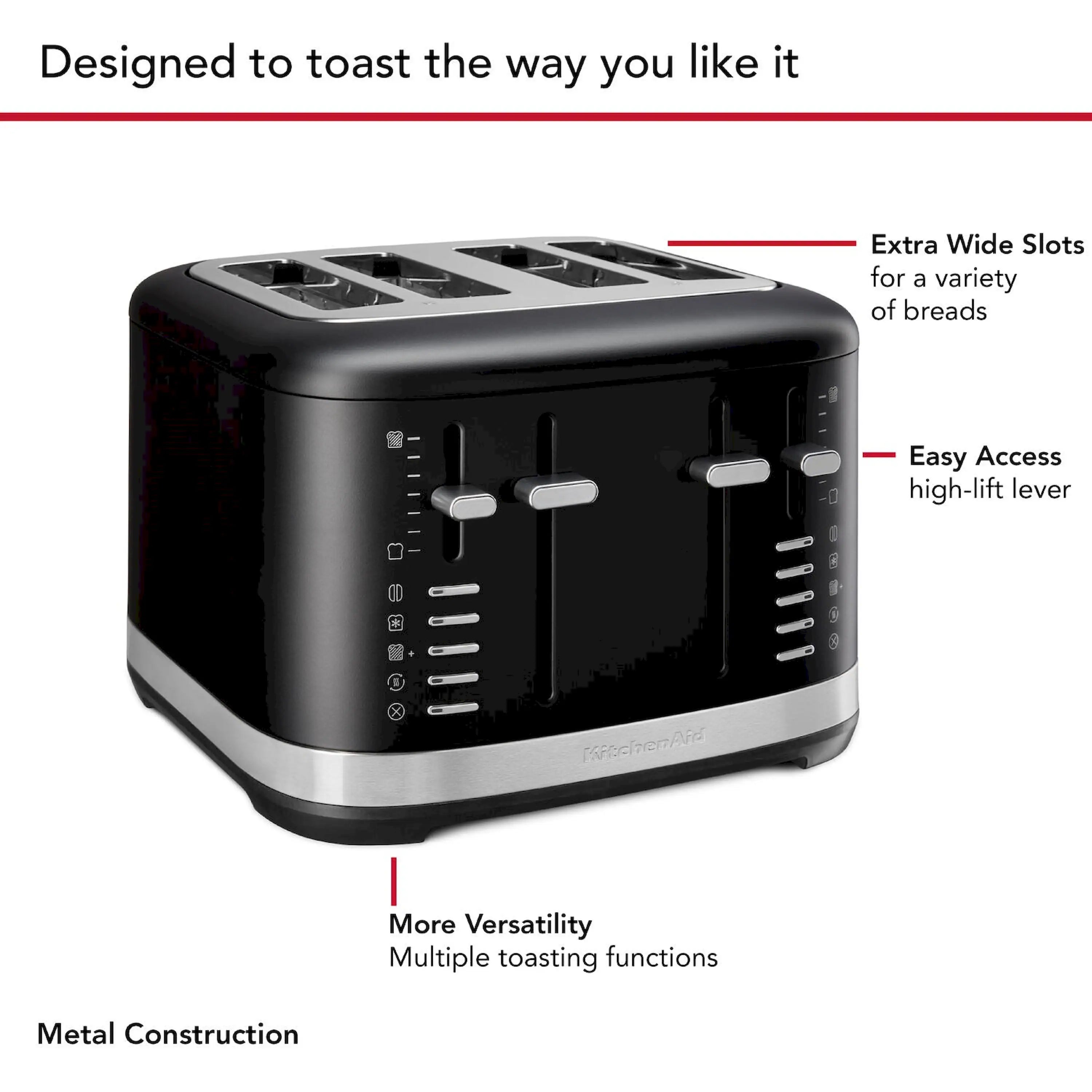 KitchenAid 4 Slice Toaster Toast in Black Matte (KMT4109BM)