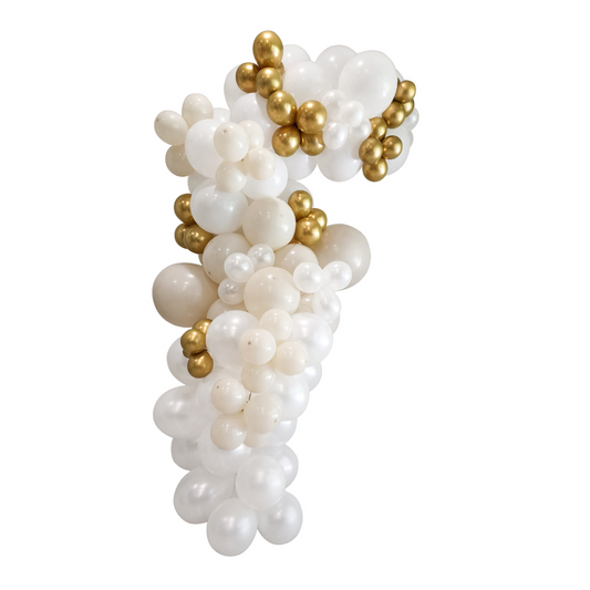 Gold and white balloon garland for wedding or anniversary